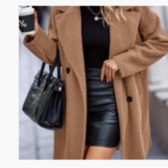 BTFBM Jackets & Blazers - BTFBM lite cocoa colored teddy jacket double breasted with front welt pockets L